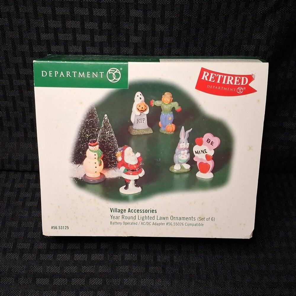 Dept 56 Village Accessories "Year-Round Lighted Lawn Ornaments #56.53125